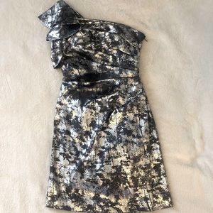 Silver shiny party short dress size xs worn twice